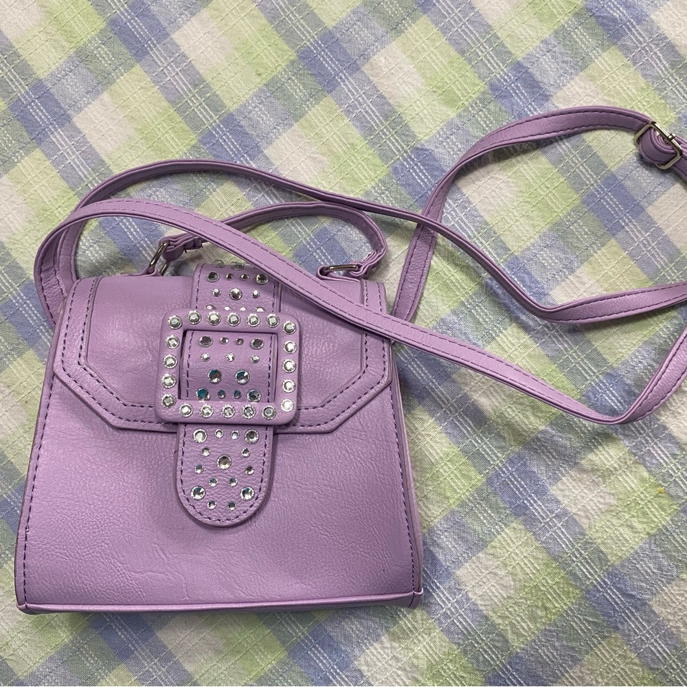 Lavender Rhinestone Little Girls Purse Bag